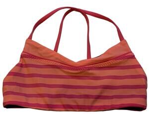 Ivivva Sports Bra Swim Top Pink Striped Pink/Gray Reversible - EUC